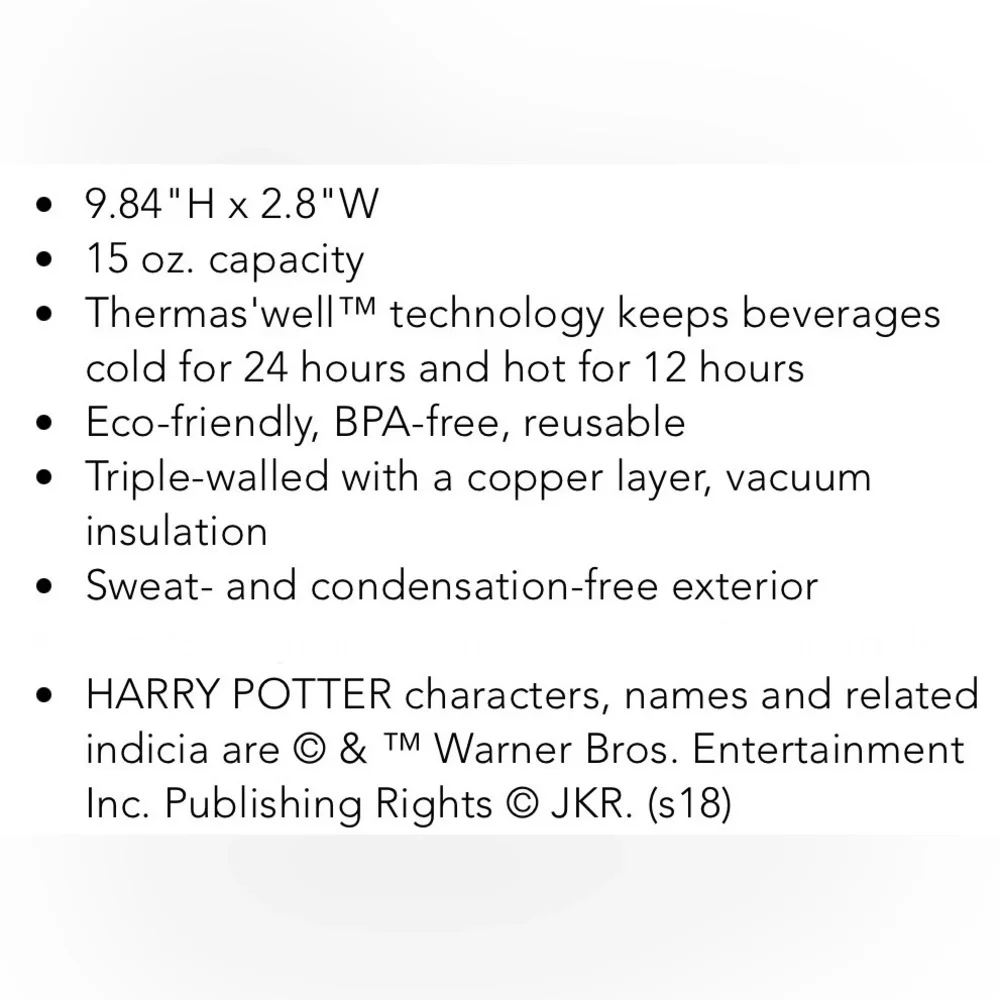 Sip by S’well Harry Potter Stainless Steel Water Bottle 15 oz
